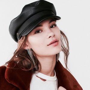 BRIXTON VEGAN LEATHER FIDDLER CAB HAT FREE PEOPLE
